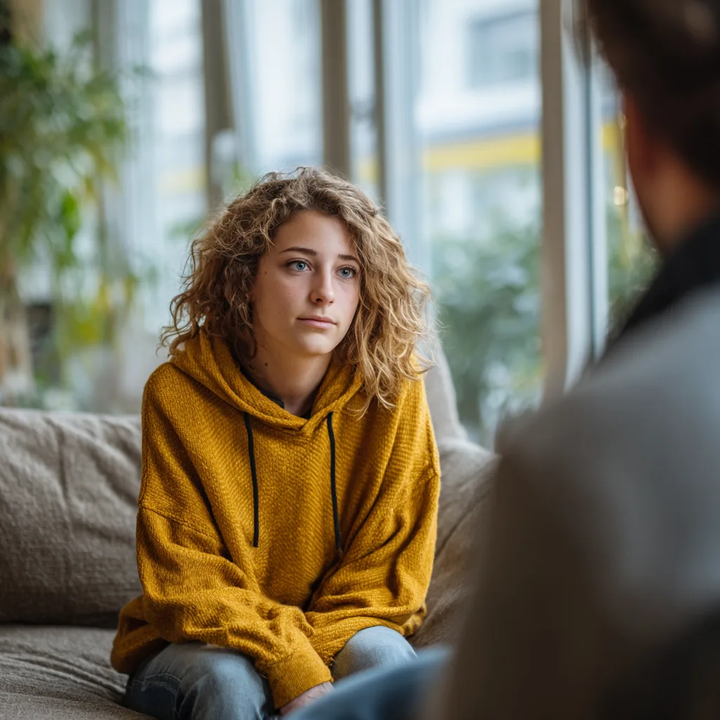 Ansiedad adolescentes: cómo identificarla y gestionarla 2 Adolescente chica en sesión de terapia de ansiedad adolescentes